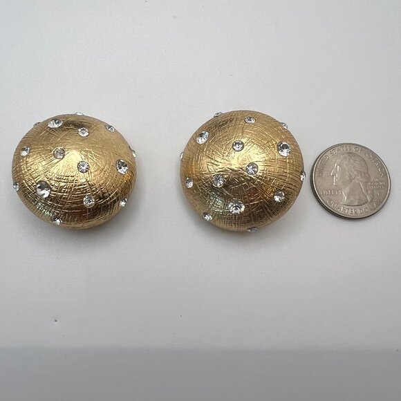 Christian Dior Swarovski Polka Dot Dome CLIP Earrings - Picture 4 of 6